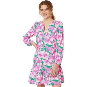 Lilly Pulitzer Alyssa A-Line Cotton Mini Dress Floral Printed Ruffle S 282208
